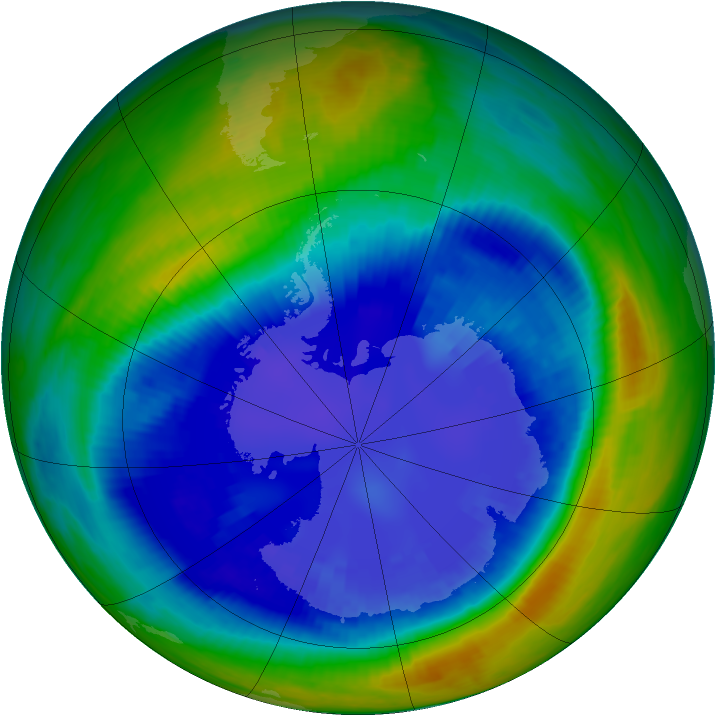 Antarctic ozone map for 28 August 2000